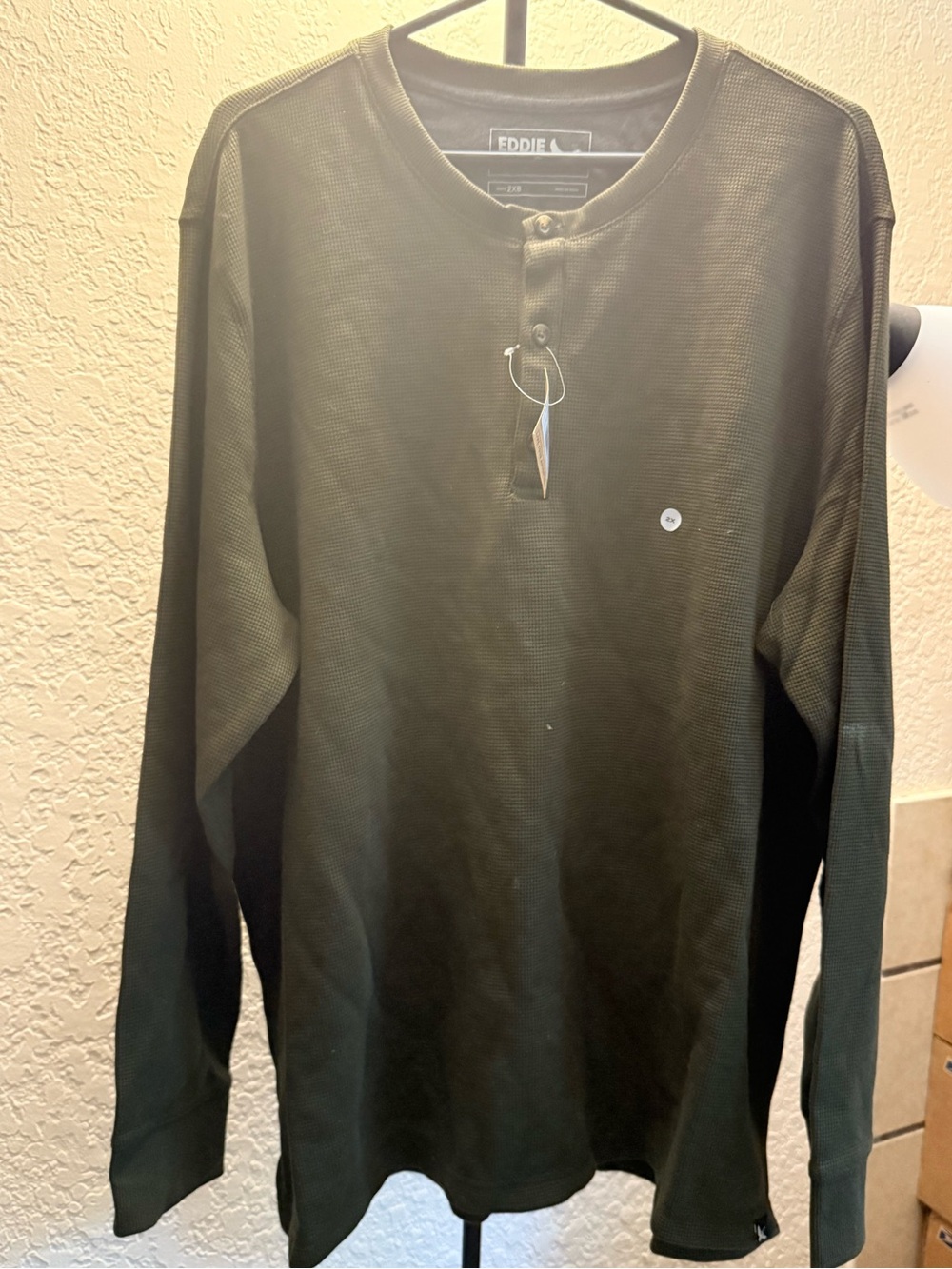 Eddie Bauer Olive Green Long-Sleeve Henley Shirt